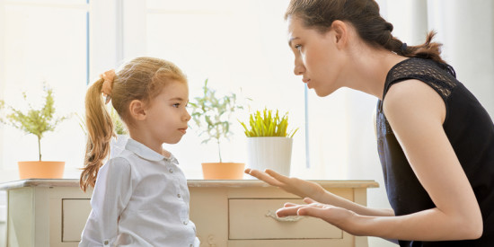 mother scolds her child